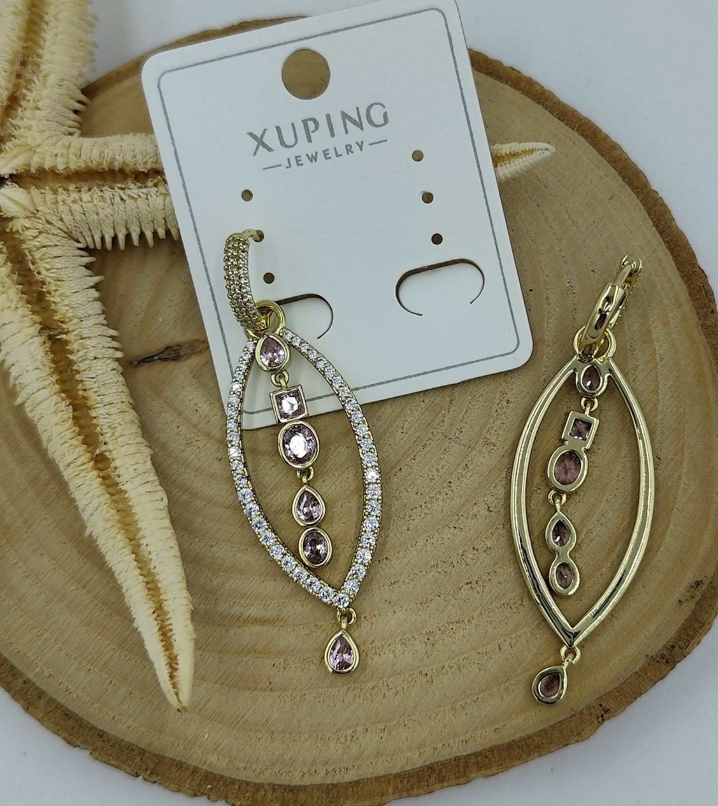 14 K Mor Taş Detaylı Küpe