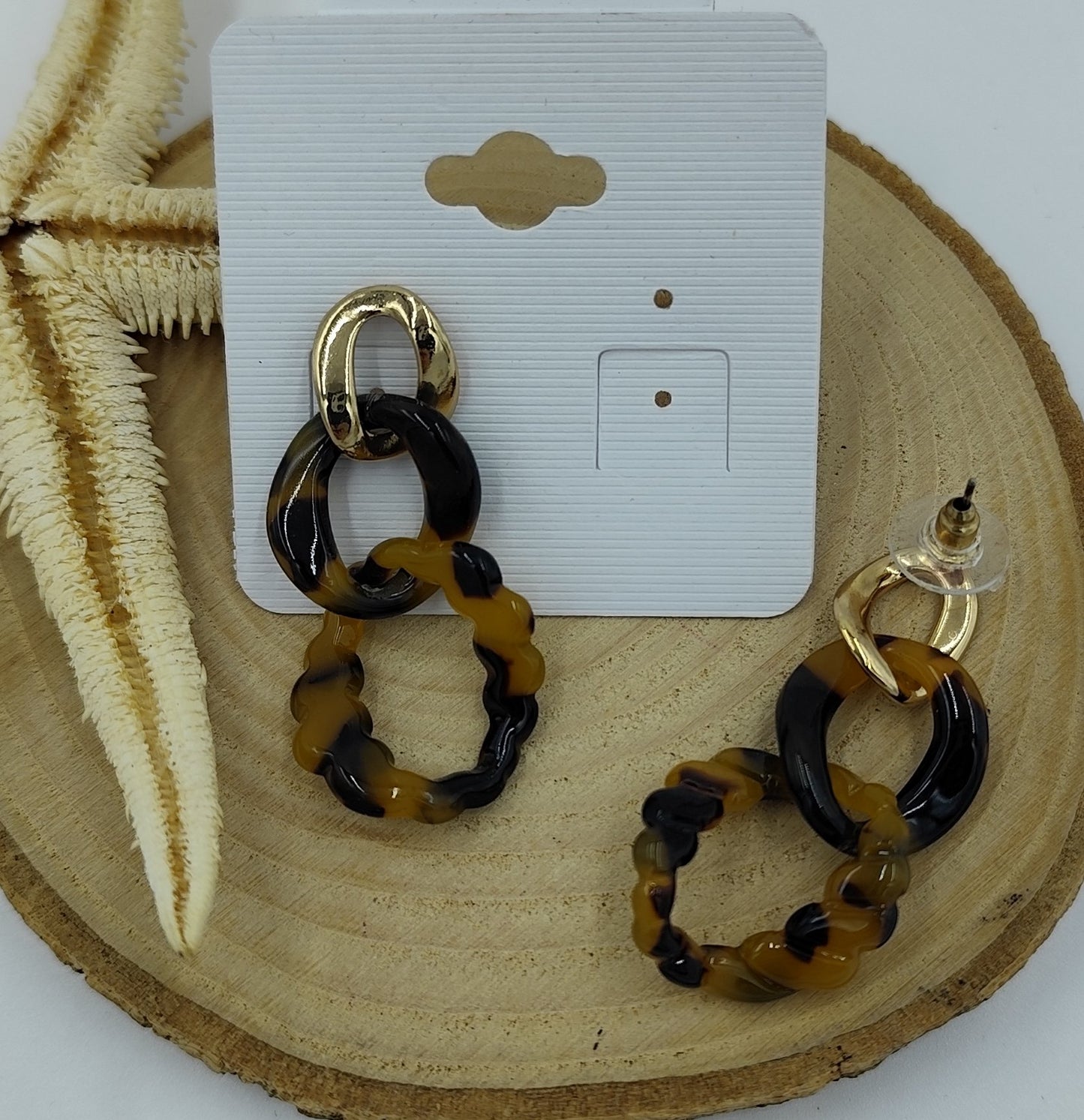 Leopar Desenli Gold Küpe