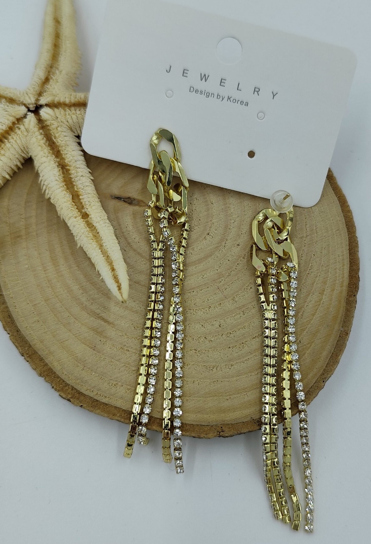 Gold Taş Detaylı Küpe