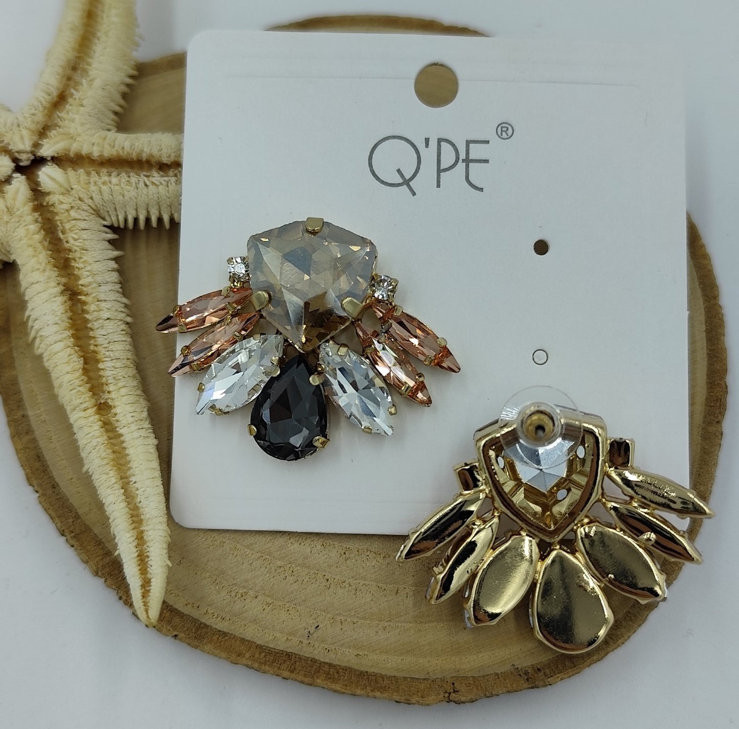 Renkli Taşlı Gold Küpe