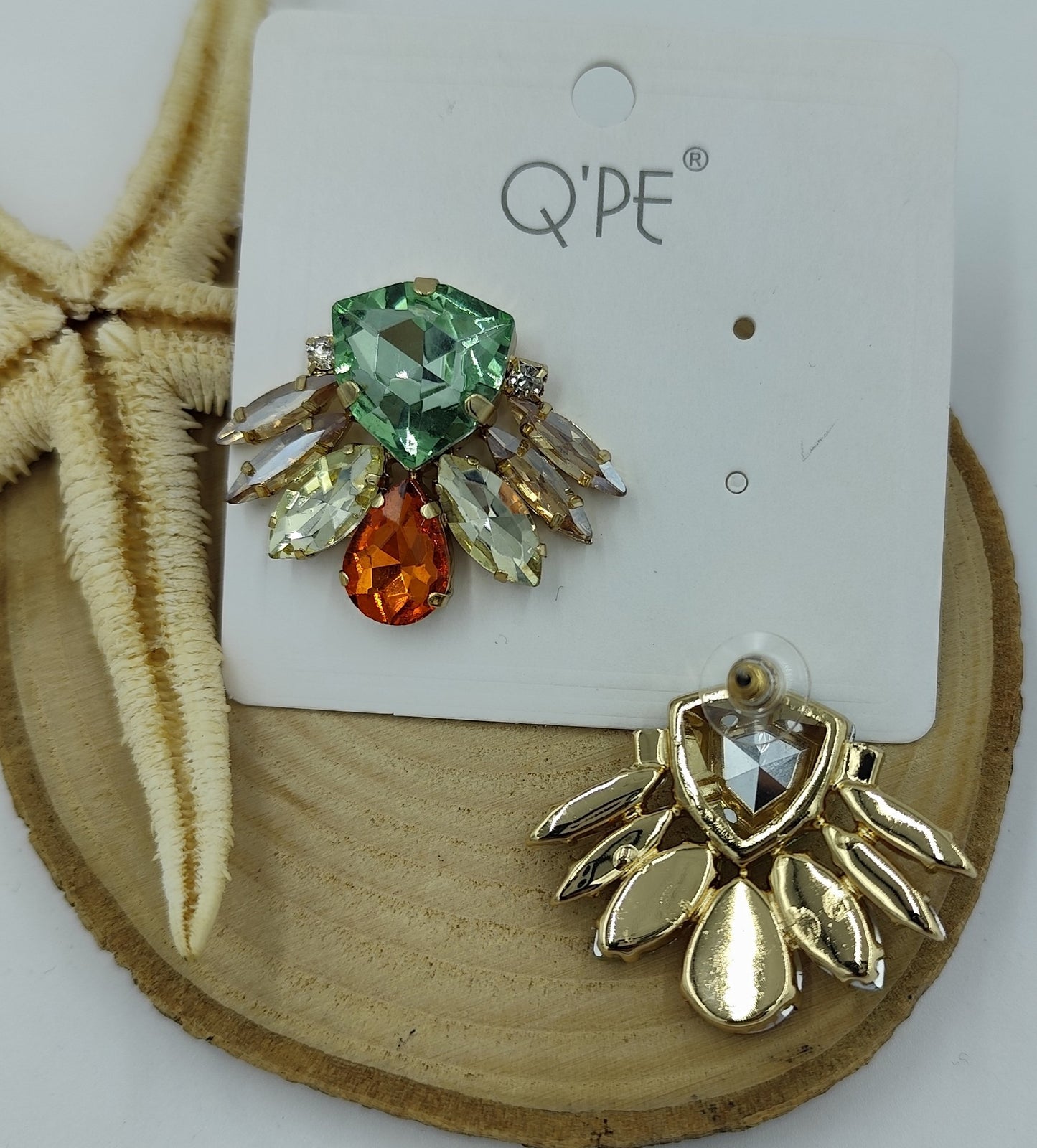 Renkli Taşlı Gold Küpe