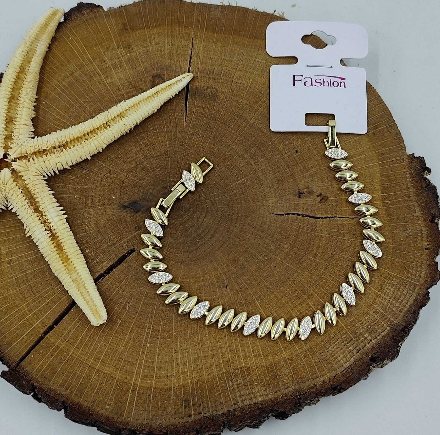 Taş Detaylı Gold Bileklik