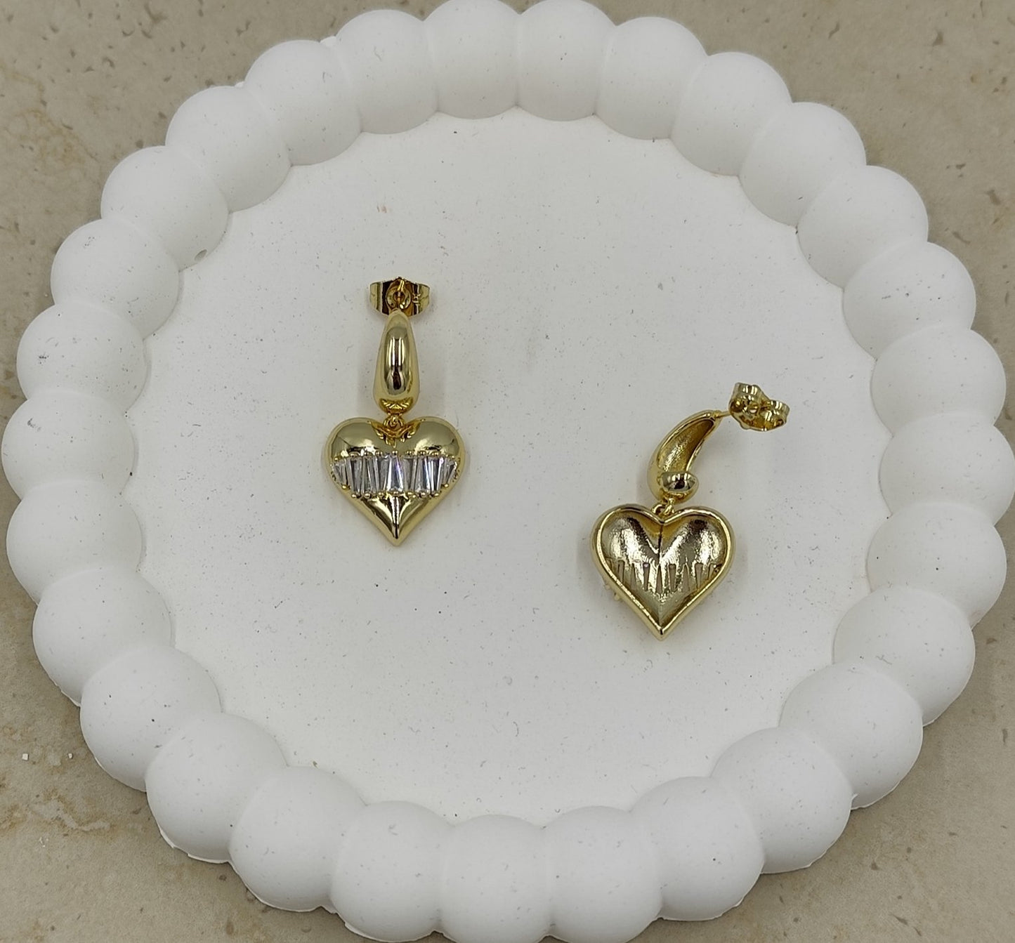 14 K Ortası Taşlı Kalp Küpe Xuping