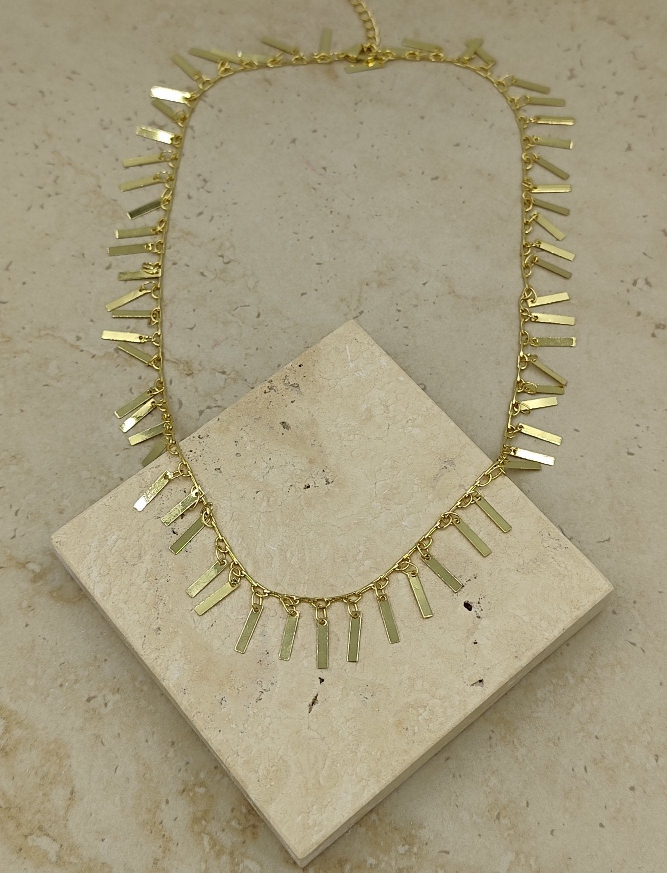 Çubuk Saçaklı Gold Kolye