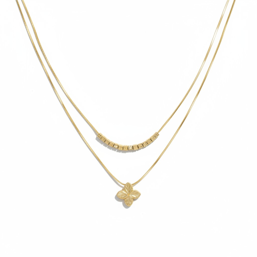 Yonca 2'li Kolye Gold