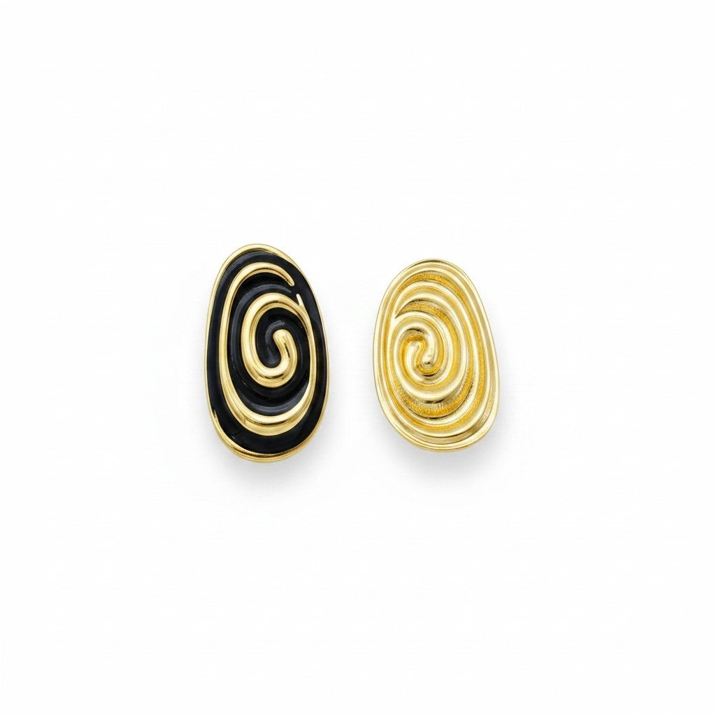Siyah Spiral Görünümlü Küpe