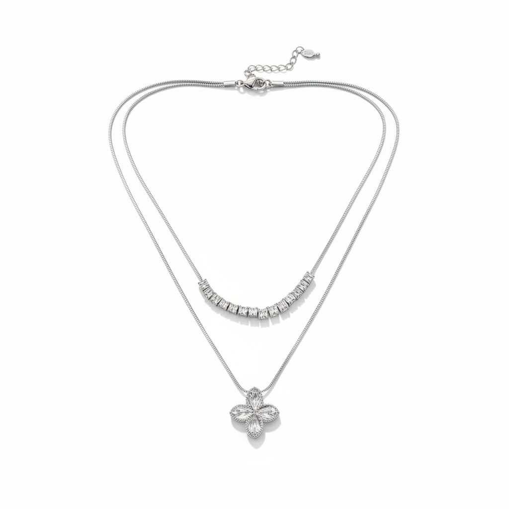 Yonca 2'li Kolye Silver