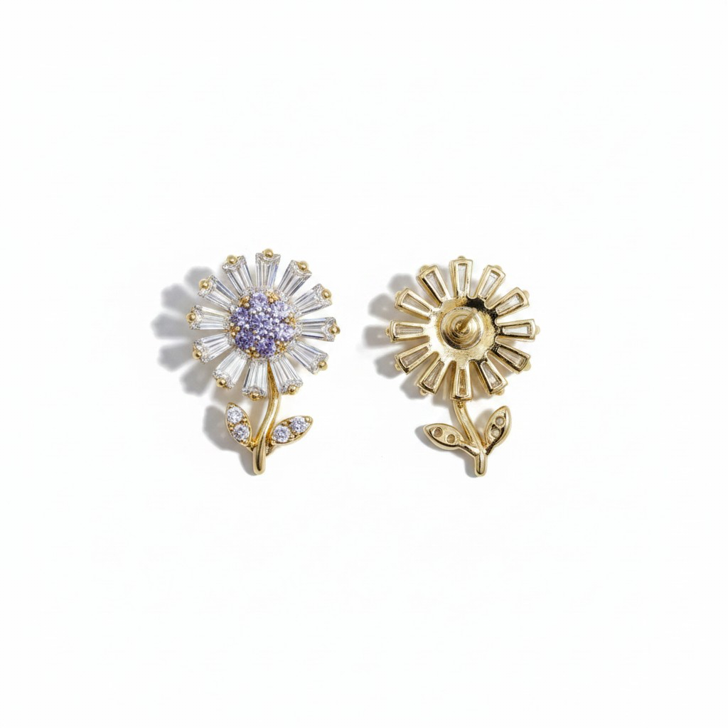 Taşlı Çiçek Küpe