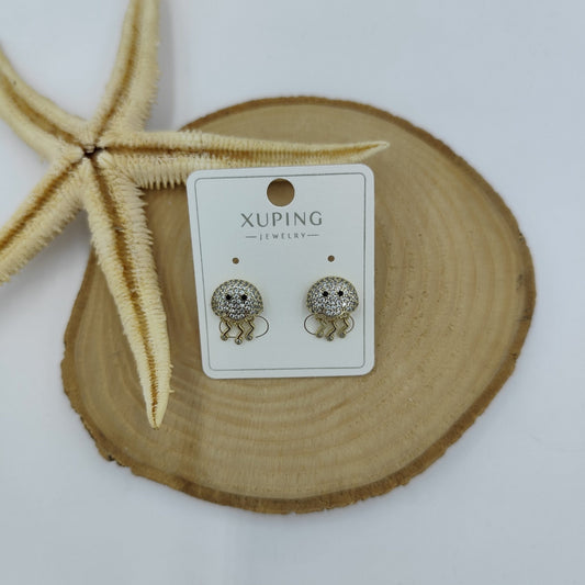 14 K Taşlı Ahtapot Figürlü Küpe