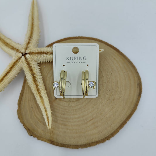 14 K Tek Taş Detaylı Küpe