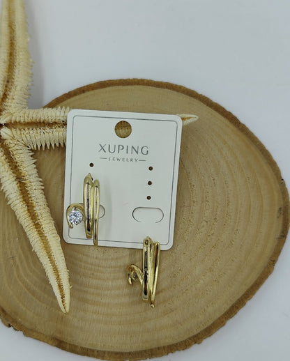 14 K Tek Taş Detaylı Küpe