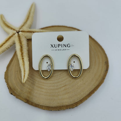 14 K Tek Taş Detaylı Küpe