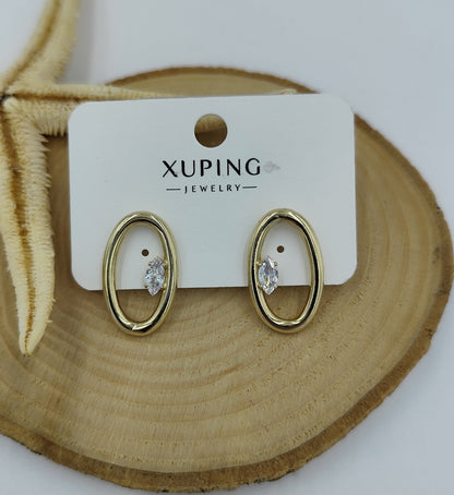 14 K Tek Taş Detaylı Küpe