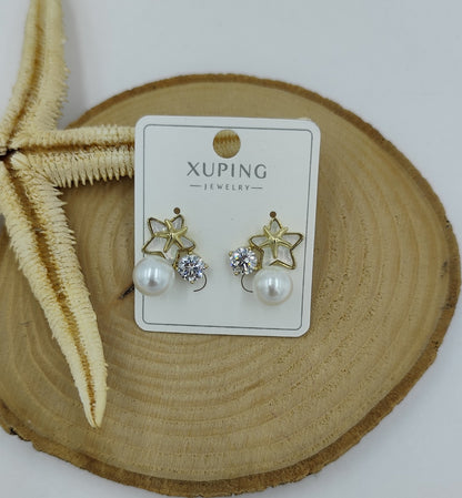 14 K İnci ve Taş Detaylı Küpe