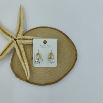 14 K Taş Detaylı Küpe