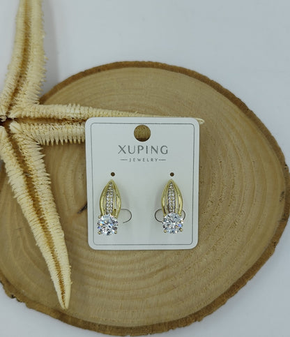 14 K Taş Detaylı Küpe