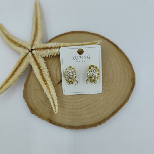 14 K Taş Detaylı Halka Küpe