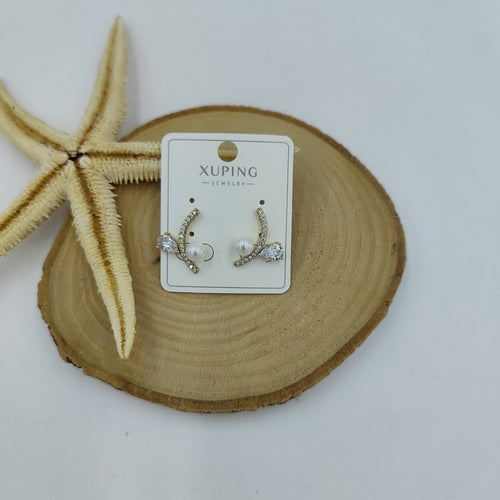 14 K Taş ve İnci Detaylı Küpe