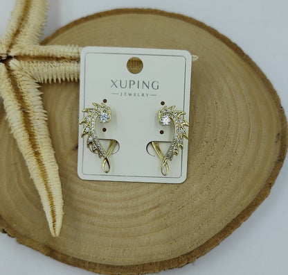14 K Taş Detaylı Küpe
