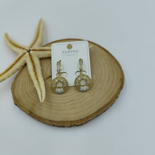 14 K Taş Detaylı Küpe