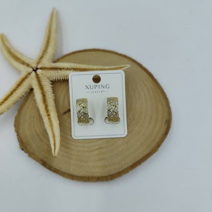 14 K Taş Detaylı Halka Küpe
