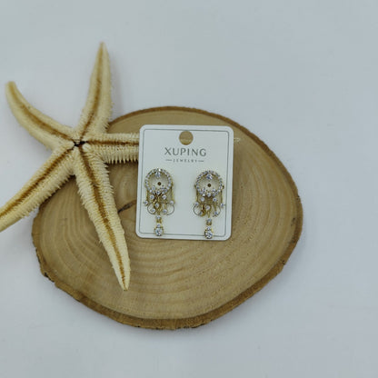 14 K Taş Detaylı Küpe