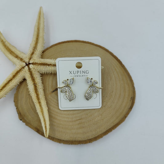 14 K Taş Detaylı Kelebek Küpe