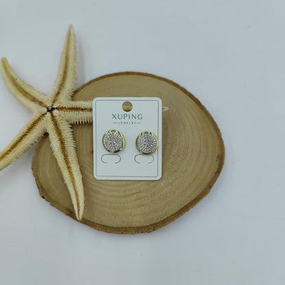 14 K Taş Detaylı Yuvarlak Küpe