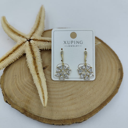 14 K Taş Detaylı Küpe