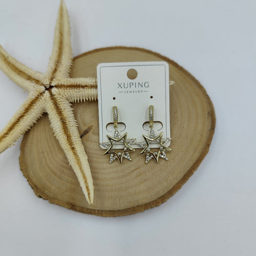 14 K Taş Detaylı Yıldız Küpe