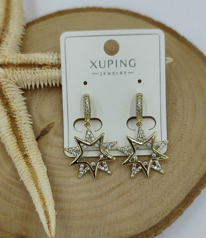 14 K Taş Detaylı Yıldız Küpe