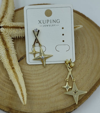 14 K Taş Detaylı Yıldız Küpe