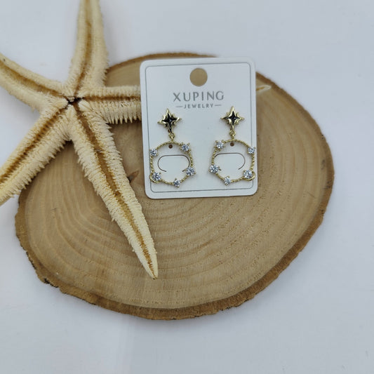 14 K Taş Detaylı Küpe