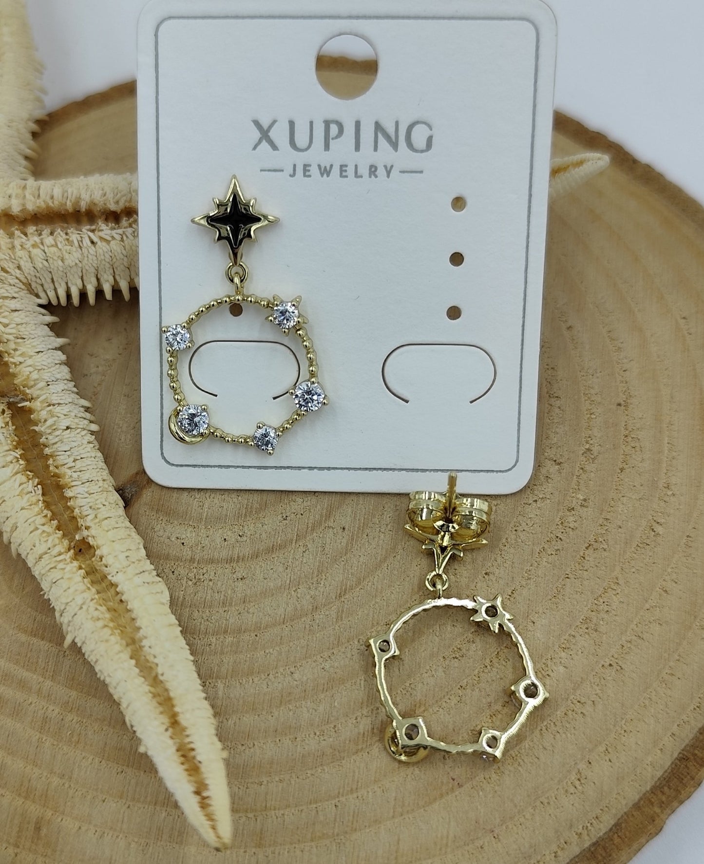 14 K Taş Detaylı Küpe
