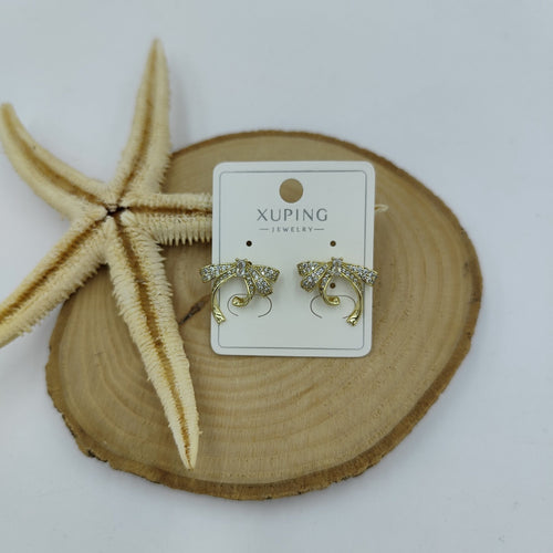 14 K Taş Detaylı Kurdela Küpe