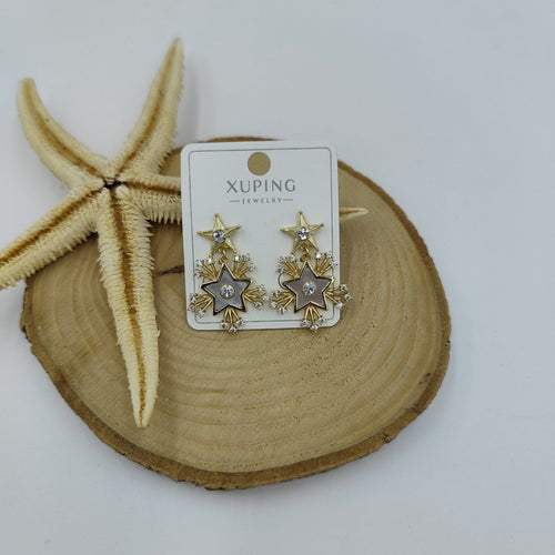 14 K Taş Detaylı Yıldız Küpe