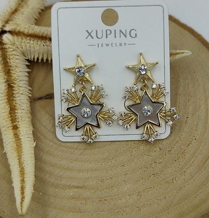 14 K Taş Detaylı Yıldız Küpe