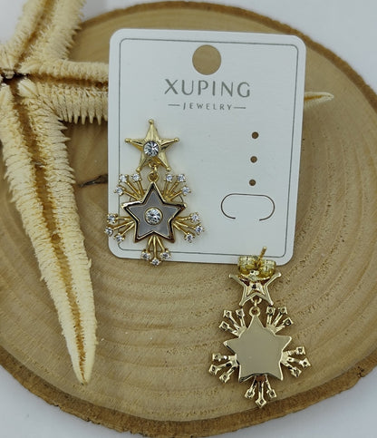 14 K Taş Detaylı Yıldız Küpe