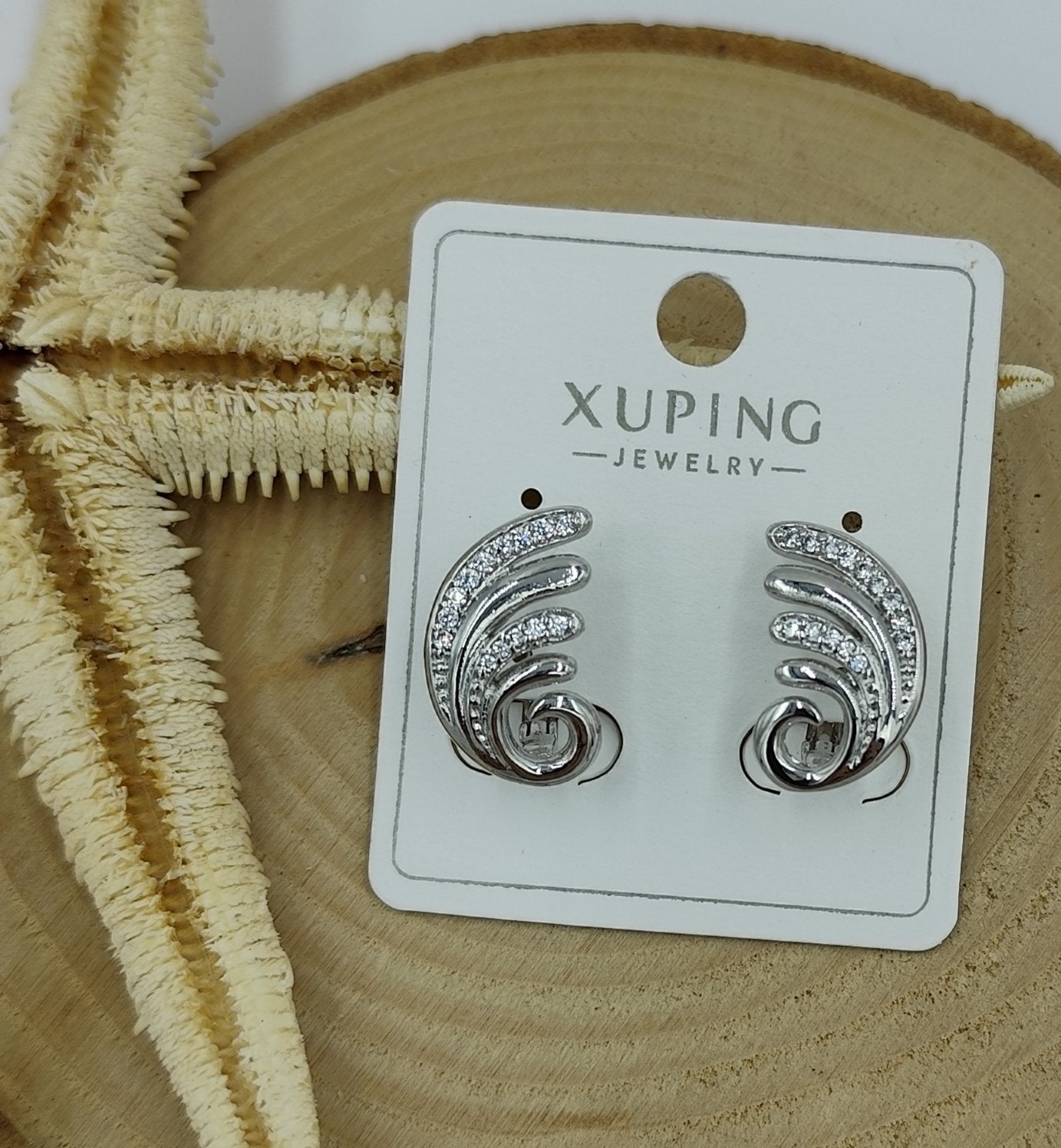 Taş Detaylı Spiral Küpe