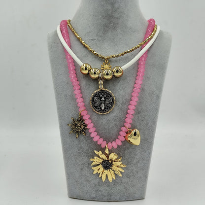 Pembe Boncuklu Gold Marka Model Kolye