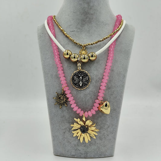 Pembe Boncuklu Gold Marka Model Kolye