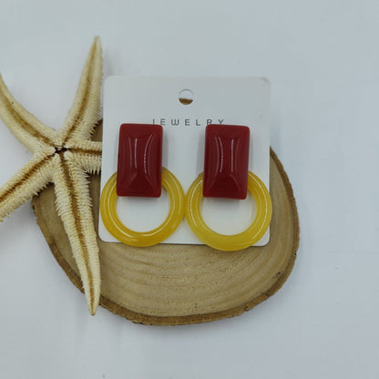 Kırmızı ve Sarı Renkte Küpe