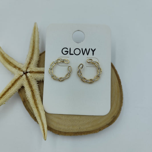 Taş Detaylı Gold Küpe
