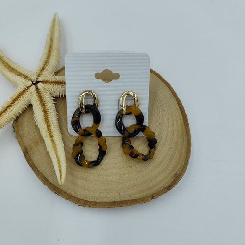 Leopar Desenli Gold Küpe
