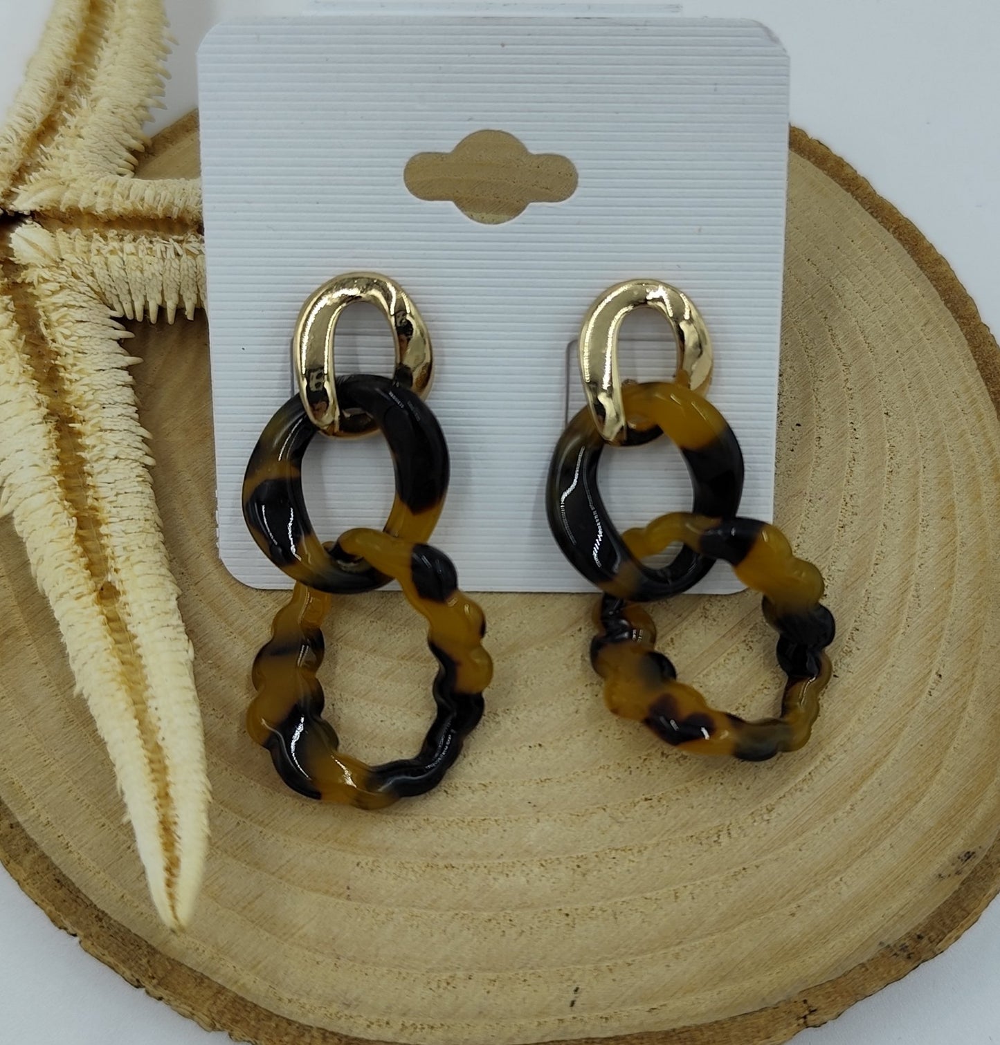 Leopar Desenli Gold Küpe