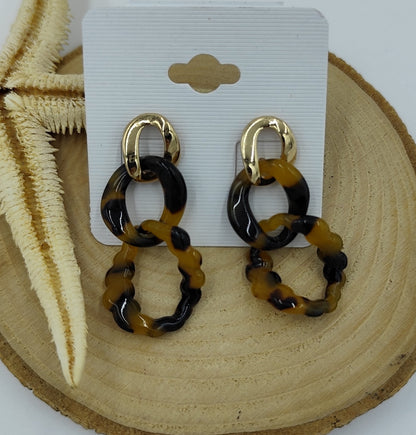 Leopar Desenli Gold Küpe