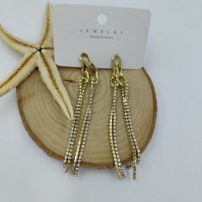 Gold Taş Detaylı Küpe