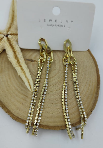Gold Taş Detaylı Küpe