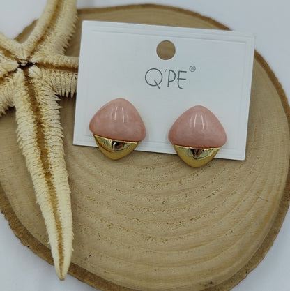 Pembe ve Gold Detaylı Küpe