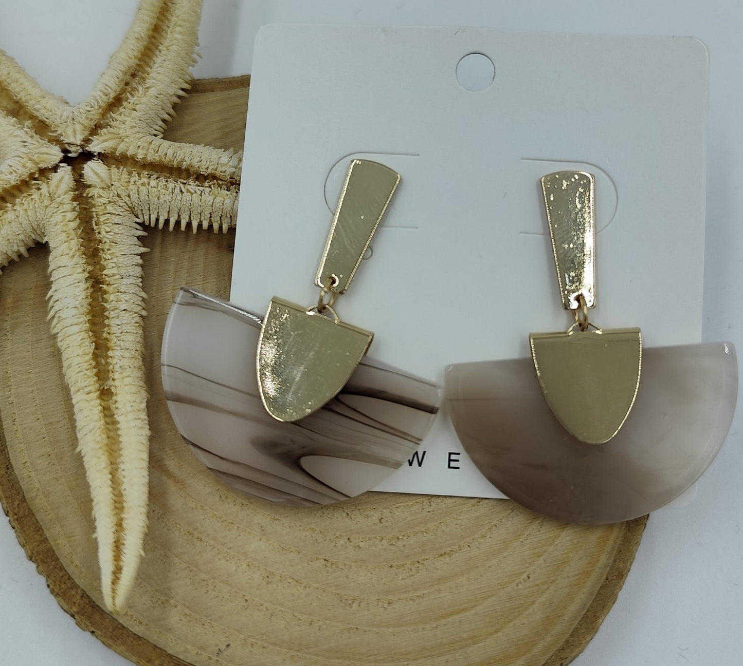 Kahverengi Gold Küpe